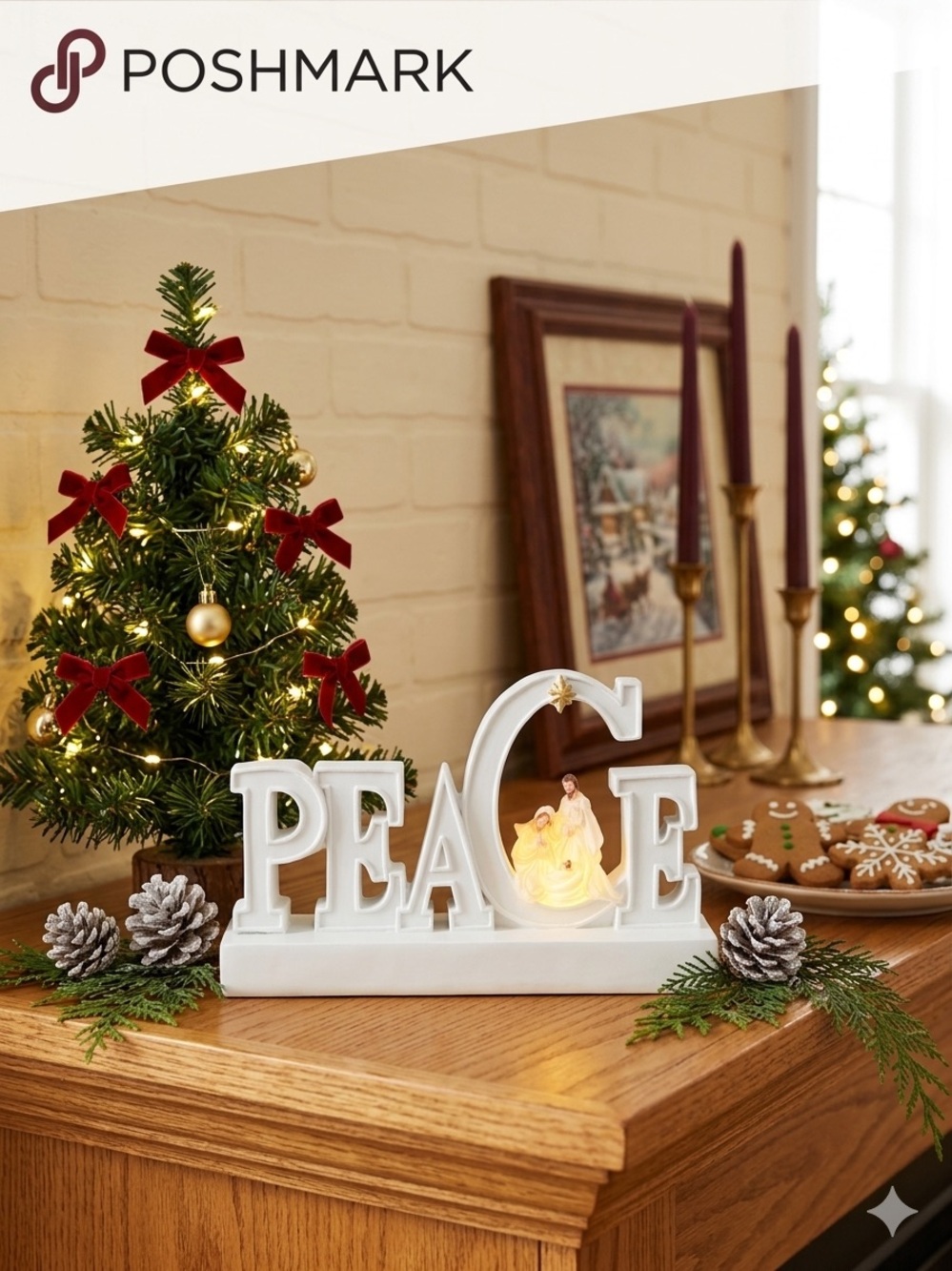 Vintage 1999 "PEACE" Nativity Figurine | Lighted Holiday Decor
